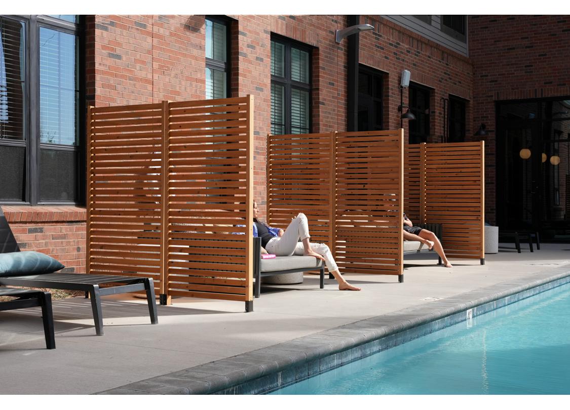 Tiaga Slatted Wood Freestanding or Surface Mounted Privacy Screen Kit